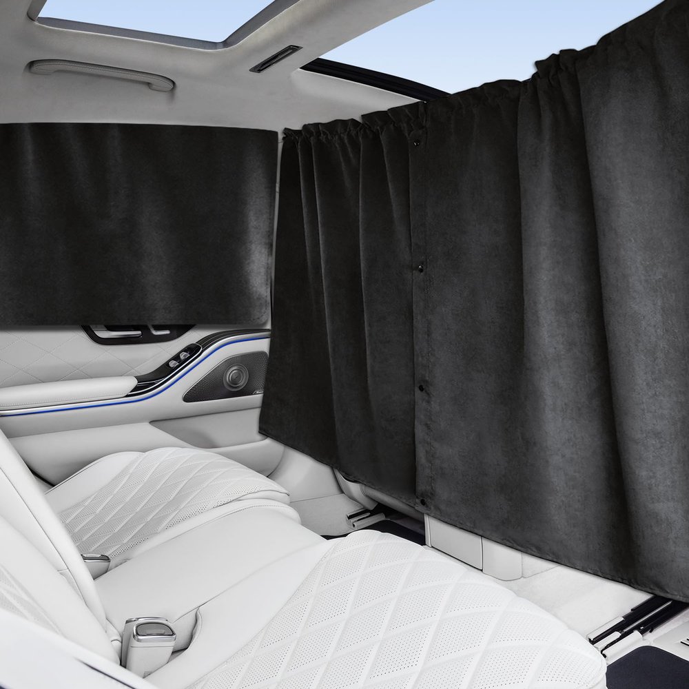 EPLTION 57.68 31.50 inch Set of 3 Car Privacy Curtains for SUV/ MVP/ Pickup Truck/ Small Car/ Sedan Accessories Universal Window Shades Light Blocking Sunshades for Kids Rear Side Window Shades