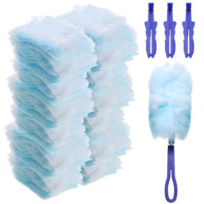 Yaomiao 120 Pcs Duster Refills for Cleaning Includes 100 Disposable Duster Refills Bulk with 20 Replacement Handle for Cleaning Office, Home, Blinds, Ceiling Fans, Furniture(Blue)