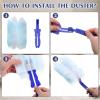 Yaomiao 120 Pcs Duster Refills for Cleaning Includes 100 Disposable Duster Refills Bulk with 20 Replacement Handle for Cleaning Office, Home, Blinds, Ceiling Fans, Furniture(Blue) view 4