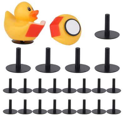 20pcs Rubber Duck Mount with Double-Sided Round Stickers, Self-Adhesive Duck Plug for Dash Rubber Duck Holder for Dashboard Display Duck Lovers, Excluding Rubber Duck (Black)