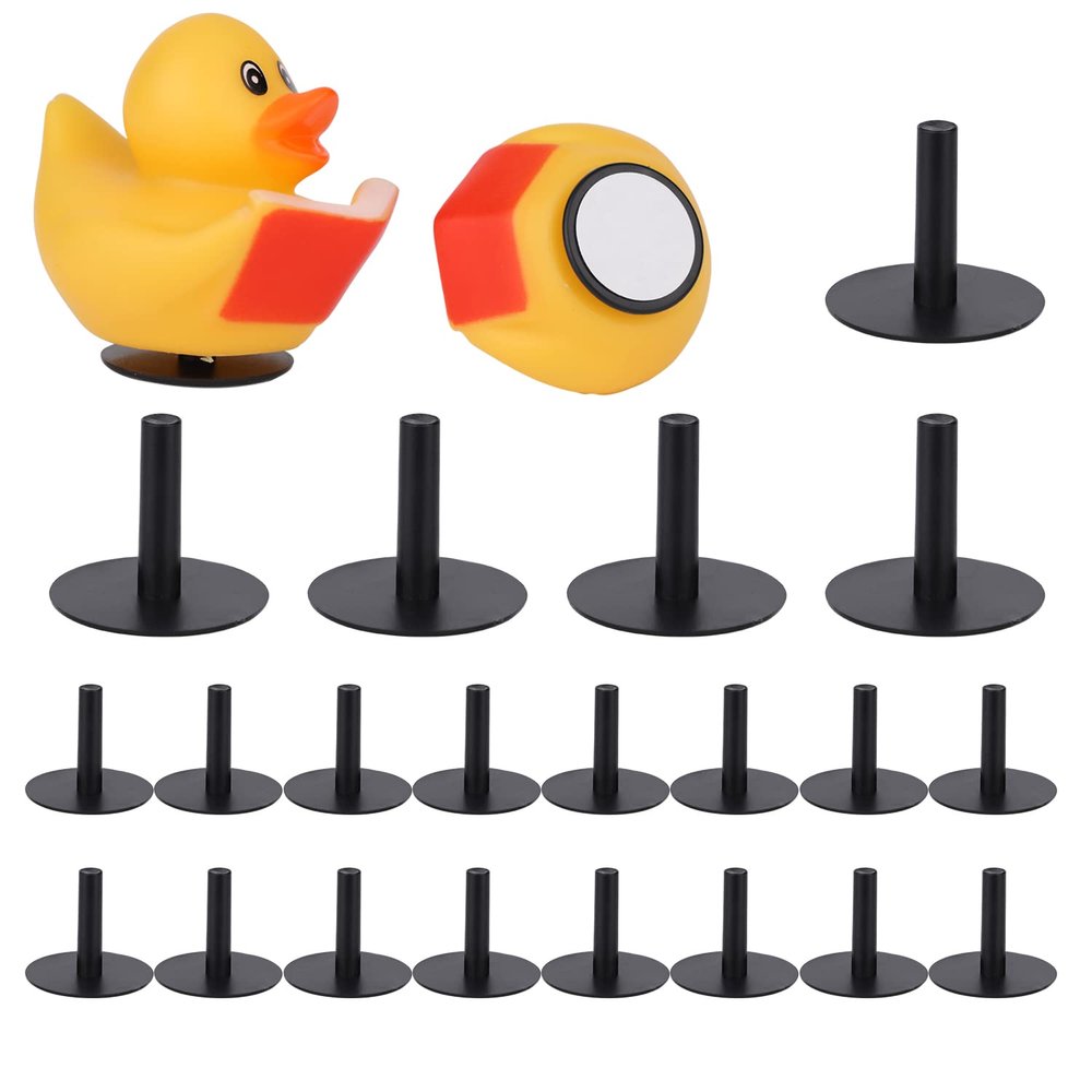 20pcs Rubber Duck Mount with Double-Sided Round Stickers, Self-Adhesive Duck Plug for Dash Rubber Duck Holder for Dashboard Display Duck Lovers, Excluding Rubber Duck (Black)