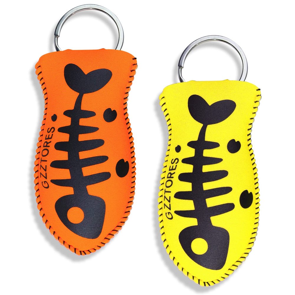 Floating Keychain, Boat Key Float - Float 4 to 5 Keys for Boating, Fishing, Sailing and Other Outdoor Sports, 2 Pack Waterproof Boat Floating Keychain(Orange/Yellow)