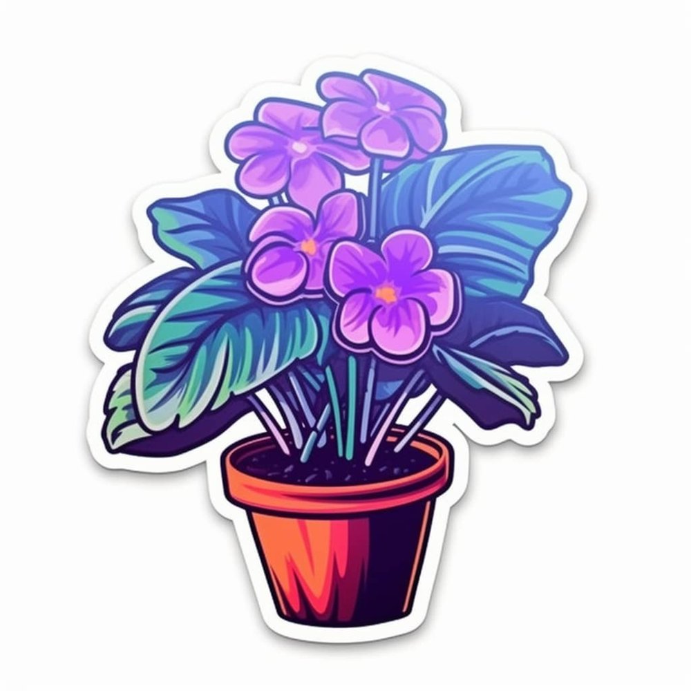 Yoonek Graphics African Violet Plant African Violet Plant Vinyl Decal Sticker for Car, Laptop, Tumbler, More. #0010111-8