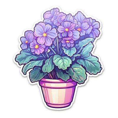 Yoonek Graphics African Violet Plant African Violet Plant Vinyl Decal Sticker for Car, Laptop, Tumbler, More. #0010106-4"