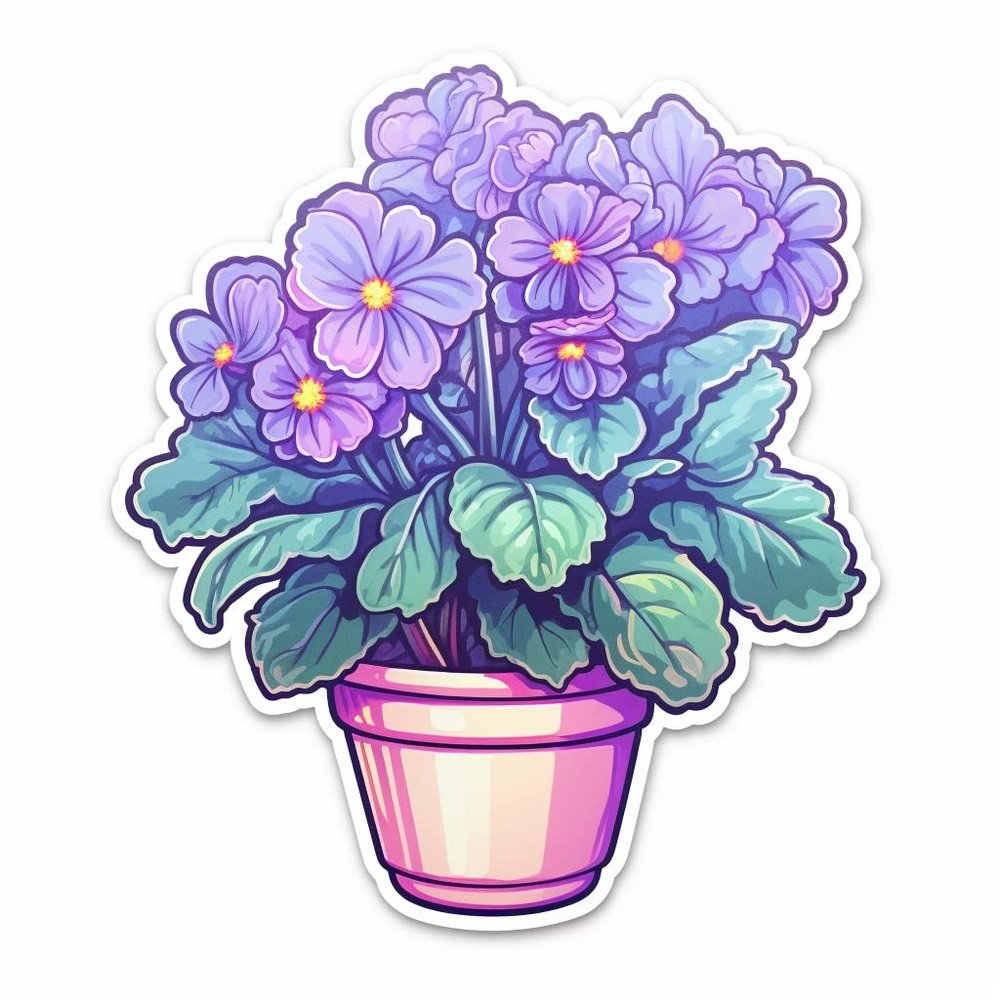 Yoonek Graphics African Violet Plant African Violet Plant Vinyl Decal Sticker for Car, Laptop, Tumbler, More. #0010106-4"