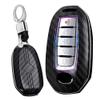 SANRILY ABS Plastic 3/4/5 Button Key Fob Cover for Infiniti Q50 Q60 QX50 QX55 QX60 2018-2023 Keyless Key Case with Keychain Carbon Fiber Black view 1