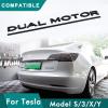 Funce Model 3 Y Dual Motor Emblem Sticker Underlined Badge Letters Accessories Compatible with Tesla Model 3/Y/S/X (Matte Black) view 2
