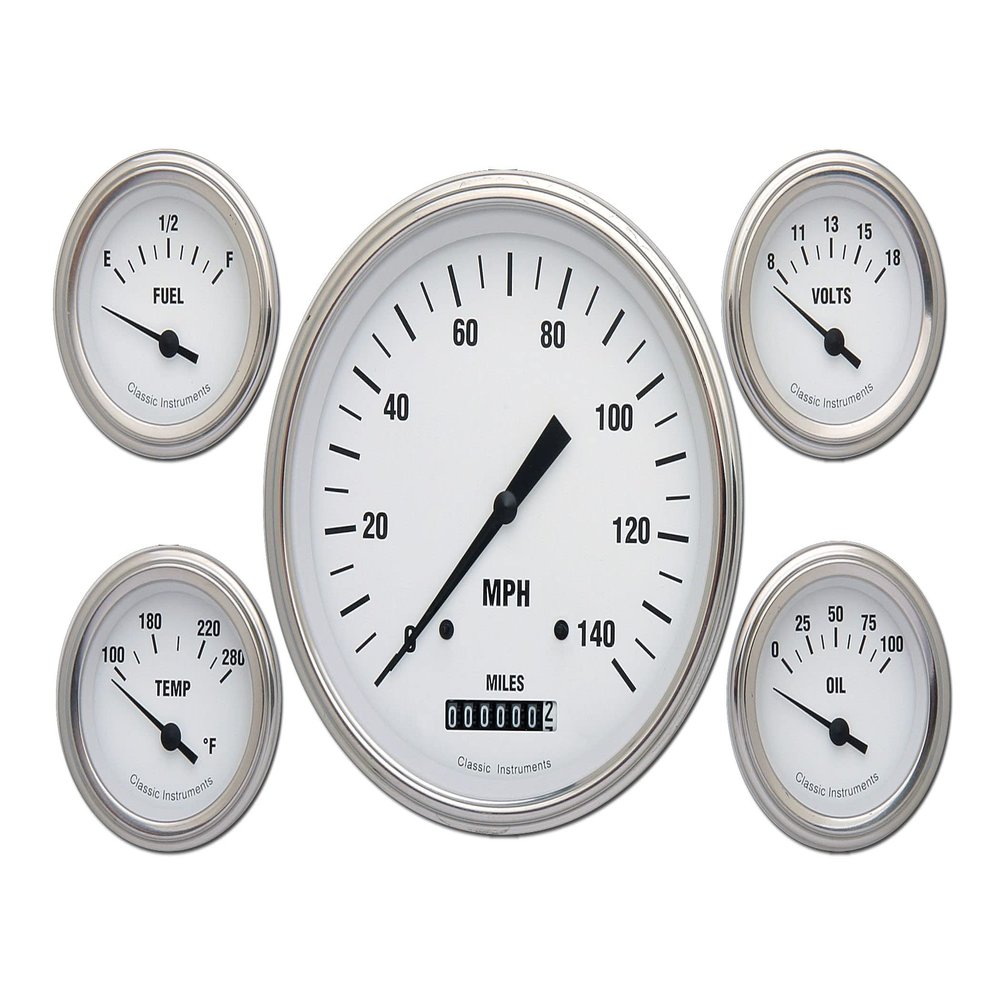 Classic Instruments WH54SLF White Hot Five Gauge Set