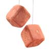 Pair 3 Fuzzy Plush Dice Heart Shape Decor for Car Rearview Mirror, Retro Square Decoration Dice for Car Hanging Accessories (Brown) view 1