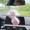 Pair 3 Fuzzy Plush Dice Heart Shape Decor for Car Rearview Mirror, Retro Square Decoration Dice for Car Hanging Accessories (Brown) view 3