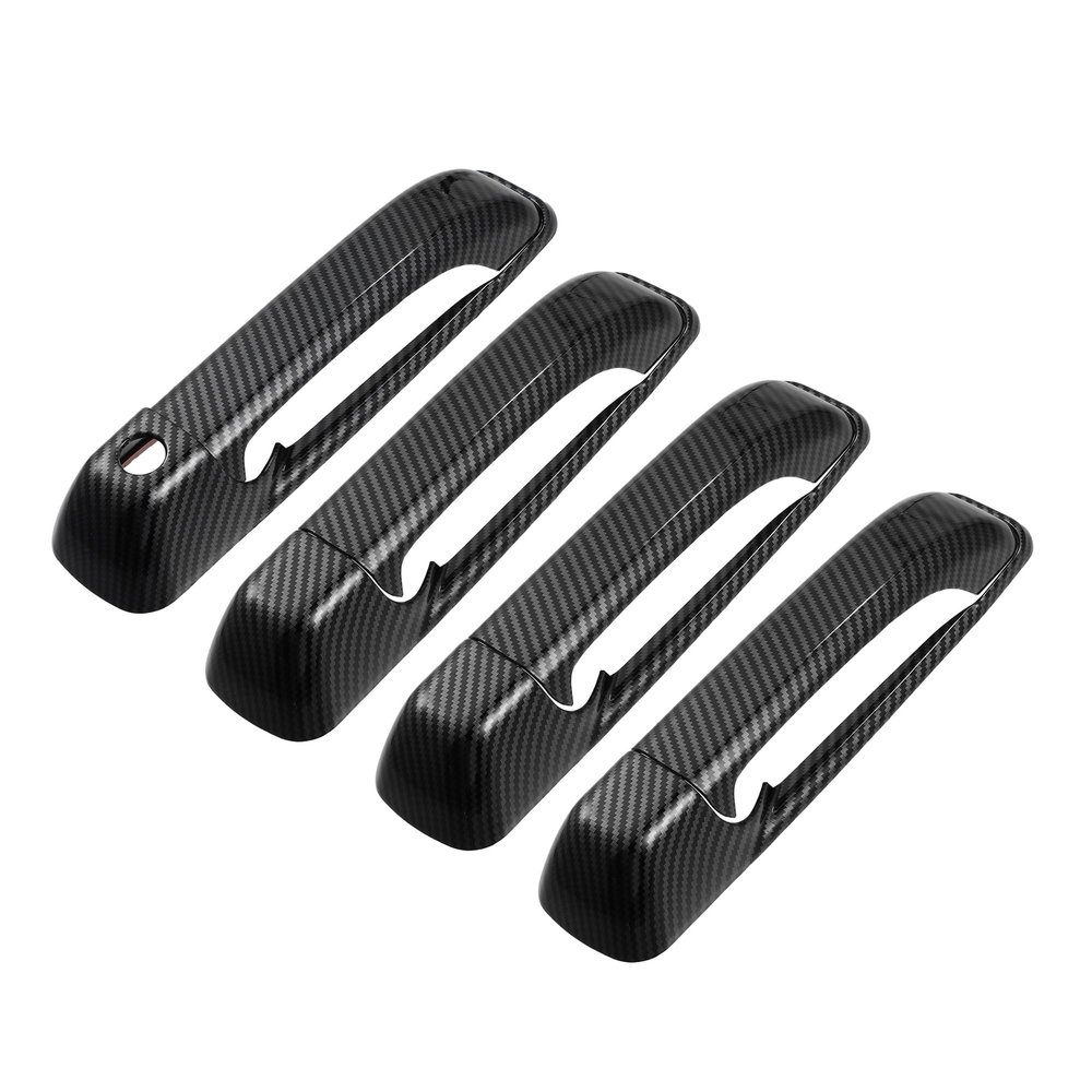 A ABSOPRO Exterior Side Door Handle Cover Trim Outer Door Handle Cover Decoration for Ram 1500 2011-2018 ABS Black Carbon Fiber Pattern (Set of 8)