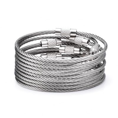 CooBigo 25 Pack Wire Key Ring Large Cable Key Chain Rings 6" Metal Keychain Keyring Loop Bulk for Outdoor Luggage Tags(THICK: 2MM)
