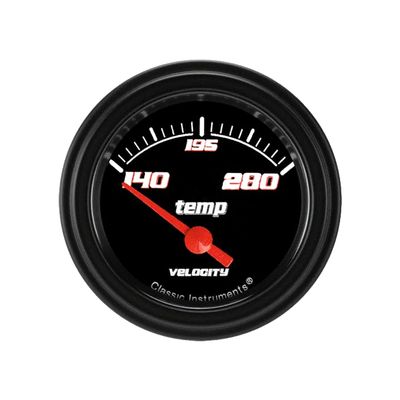 Classic Instruments VS26BBLF Velocity Black 2-1/8"" Water Temperature Gauge