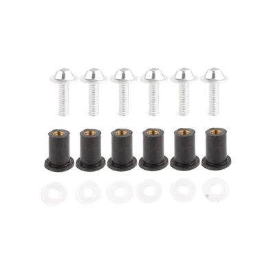 LIRU Motorcycle 6 Pcs Windshield Windscreen Screws Bolts Kit for HONDA CBR600 CBR600RR CBR900RR CBR1000RR CBR1100XX VFR800 VTR1000 NC700 NC750 CB300 CB400 CB600, Silver