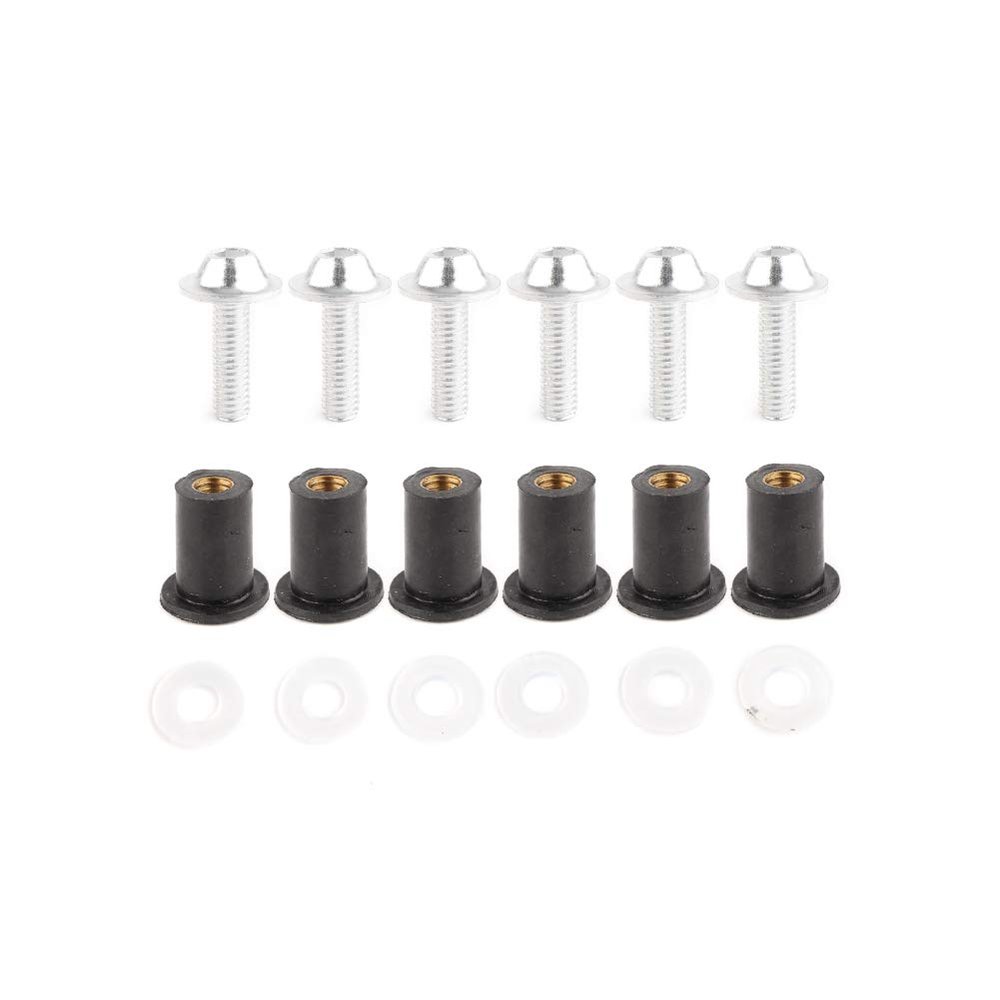 LIRU Motorcycle 6 Pcs Windshield Windscreen Screws Bolts Kit for HONDA CBR600 CBR600RR CBR900RR CBR1000RR CBR1100XX VFR800 VTR1000 NC700 NC750 CB300 CB400 CB600, Silver