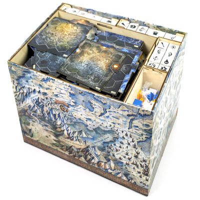 Gaming Trunk organizer for Frosthaven. Frost Tavern insert