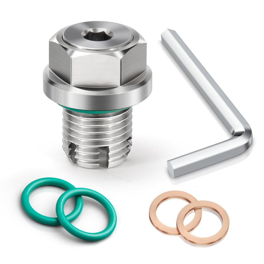 M12.1-1.75 x 15mm Oversize Piggyback Oil Drain Plug, Stainless Steel Self Tapping Oil Pan Thread Repair Kit
