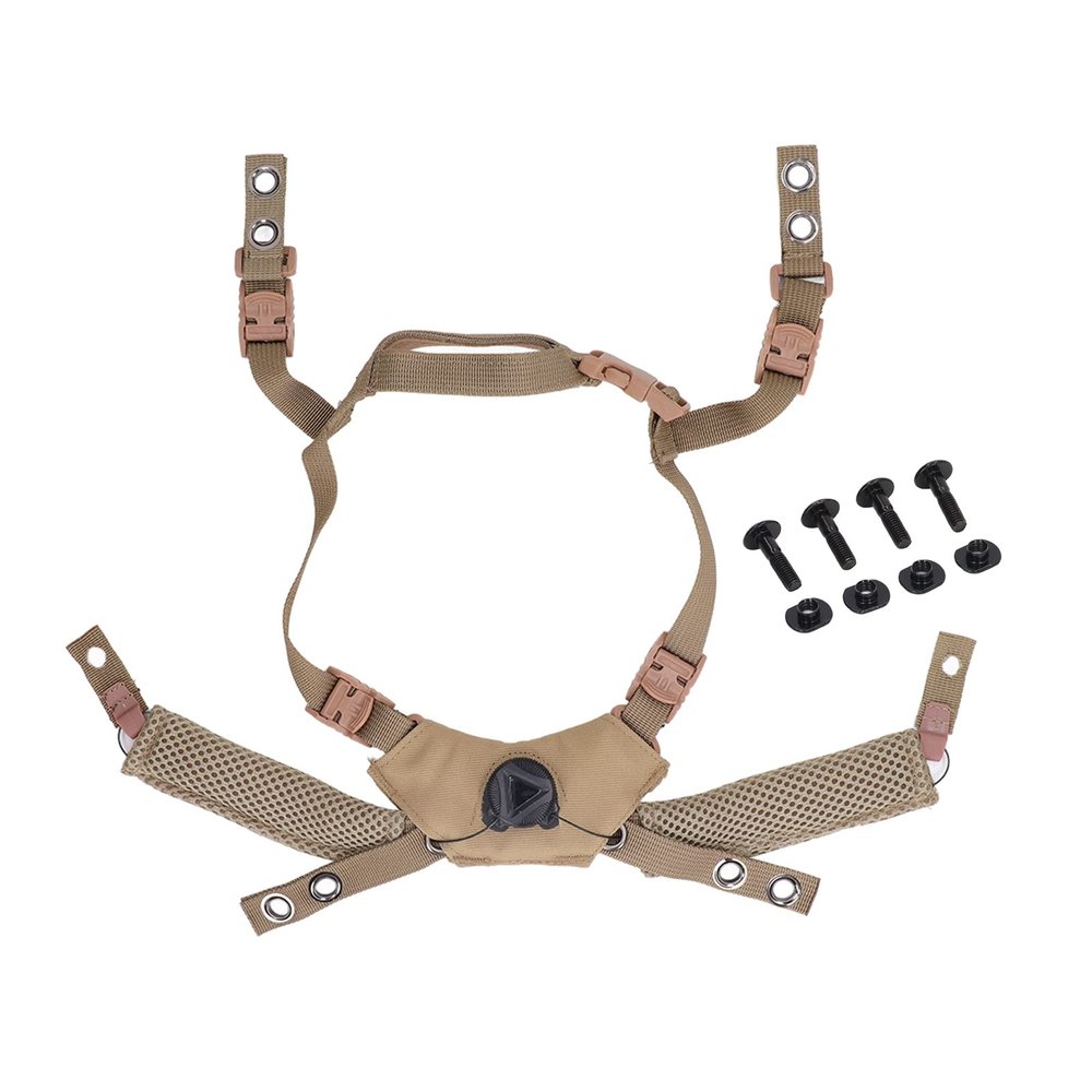 Helmet Chin Strap, Adjustable Tactical Helmet Dial Suspension System Chin Strap for, MICH, Wendy, Universal Comfort Helmet Accessory Replacement with Bolts and Screws (Mud Color)