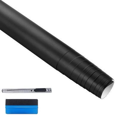 LZLRUN Car Metallic Satin Matte Chrome Ice Vinyl Wrap Sticker Bubble Free (Black, 1ft x 5ft)