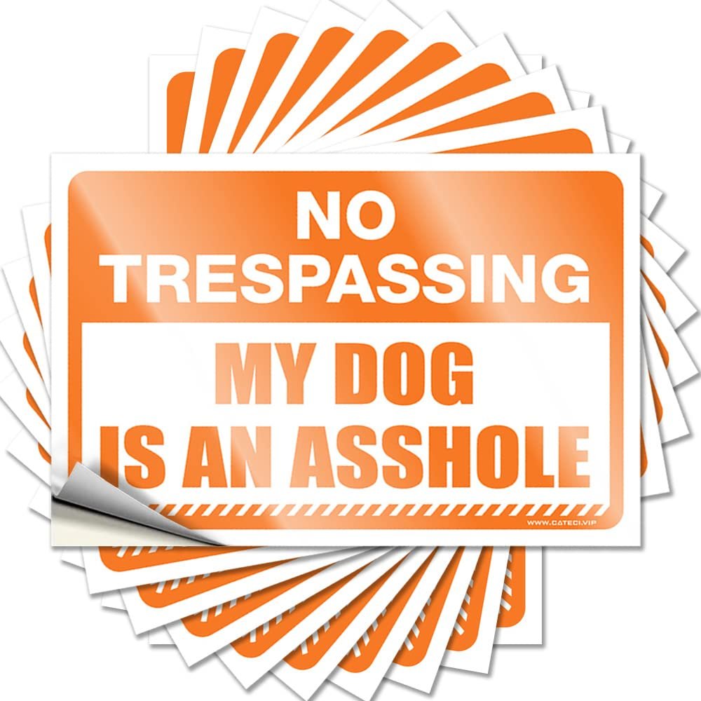 Car Stickers for Men No Trespassing My Dog is an Ass-le Funny Sticker 10 Pcs Funny Stickers for Cars Decal Stickers for Cars (Size : 8X12CM)