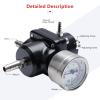 APIELE Adjustable Universal Fuel Pressure Regulator, Aluminum Gasoline Injection Pressure Regulator Kit with 0-140 PSI Gauge and Fuel Line Hose view 2