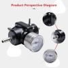 APIELE Adjustable Universal Fuel Pressure Regulator, Aluminum Gasoline Injection Pressure Regulator Kit with 0-140 PSI Gauge and Fuel Line Hose view 3