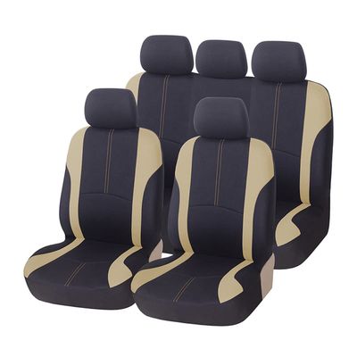 AICEL 9 Piece Car Seat Covers Set Mesh Fabric Auto Seat Protectors Beige