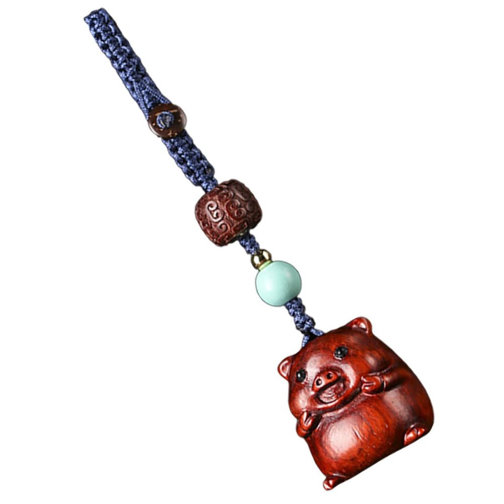 Tofficu Xiaofu Pig Pendant Wooden Keychain Keychains for Car Keys Car Key Chain Pig Keychains Charm Lovely Keyring Wear-resistant Key Chain Retro Bag Accessories Mini