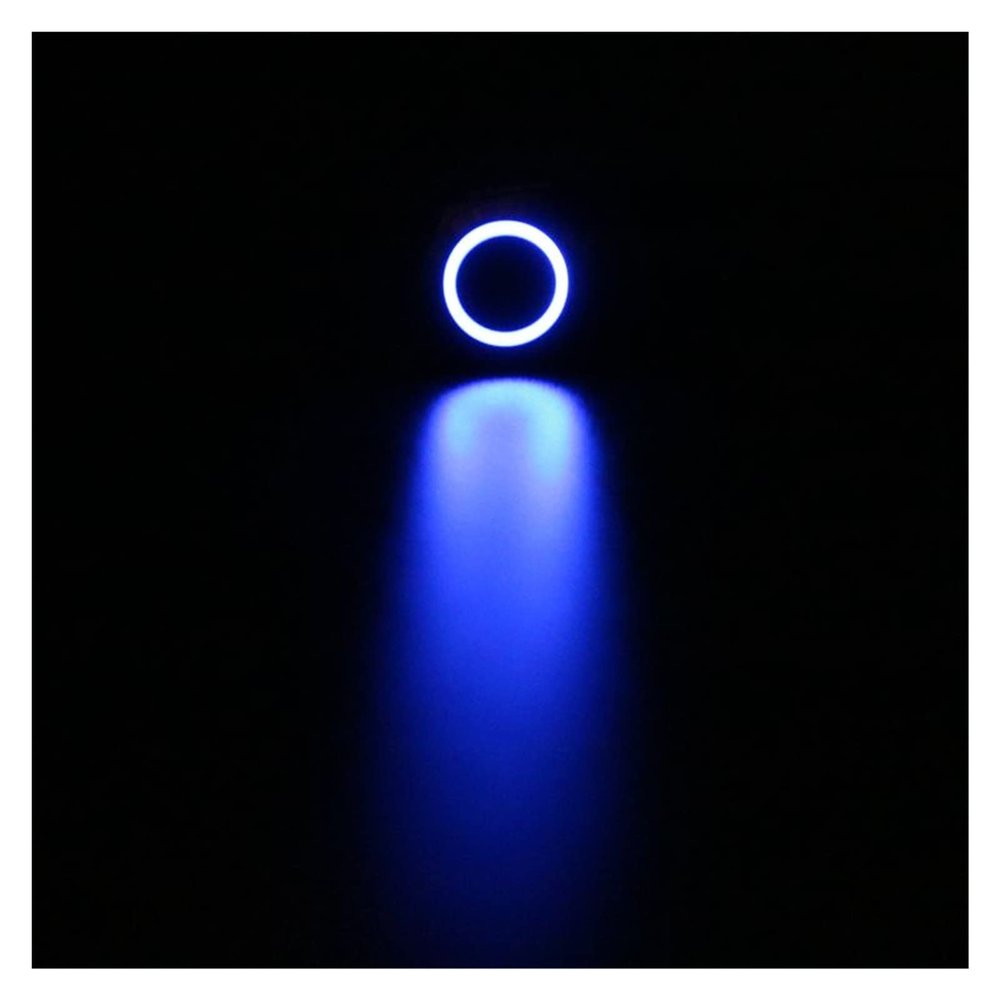 PUPAYA 3V 5V 12V 24V 220V Car Button Switch Self-Locking 12mm 16mm Power Reset Yellow Green Red Blue White LED Waterproof Metal Switch (Color : Blue Circle, Size : 16MM_MOMENTARY SELF-Reset_3V(3-9V))