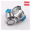 PUPAYA 3V 5V 12V 24V 220V Car Button Switch Self-Locking 12mm 16mm Power Reset Yellow Green Red Blue White LED Waterproof Metal Switch (Color : Blue Circle, Size : 16MM_MOMENTARY SELF-Reset_3V(3-9V)) view 2