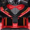 Custom Double Layer Leather Car Floor Mats for 95% Sedan SUV All-Weather Protective Mats Full-Coverage Front and Back Liner Mats for Protection Non-Slip Floor Liner(Red Black) view 1