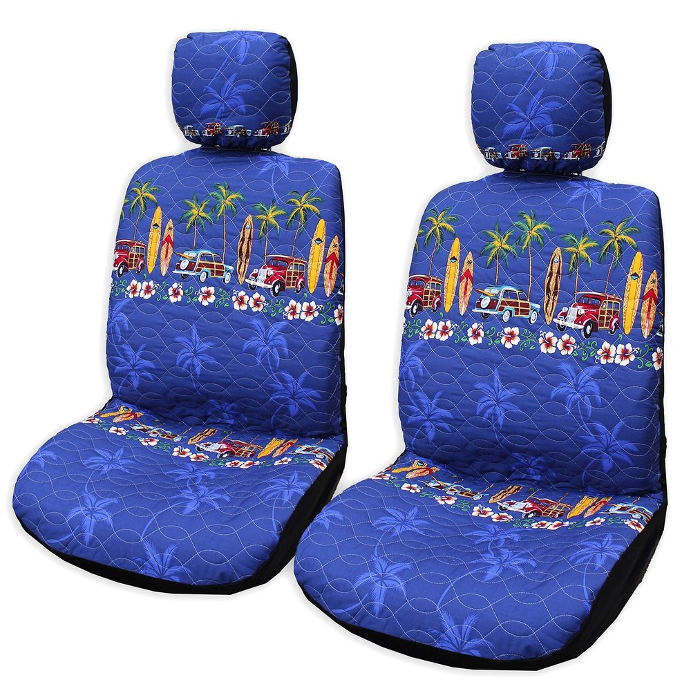 Made in Hawaii, Classic Woodies Hawaiian Separate Headrest Cover - Set of 2