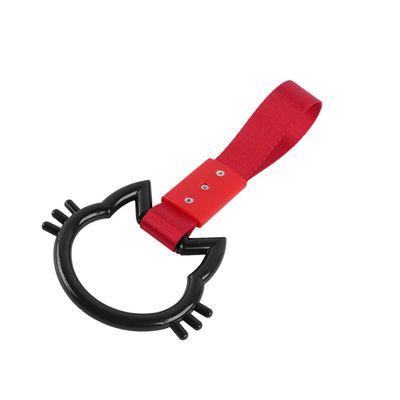 Q1-TECH, JDM Tsurikawa Ring Japanese Subway Train Bus Car Handle KITTY Cat Handle Hand Strap Rear Front Bumper Warning Rings Drift Charm Drift Bosozoku Car Accessory (KITTY CAT-BKRD)