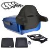 Harley Tour Pack Motorcycle King Tour Pack For 2009+ Harley Touring FLH - Bright Billiard Blue, Top Luggage Rack, Detachable Mounting Bracket & Black Trunk Liners view 1