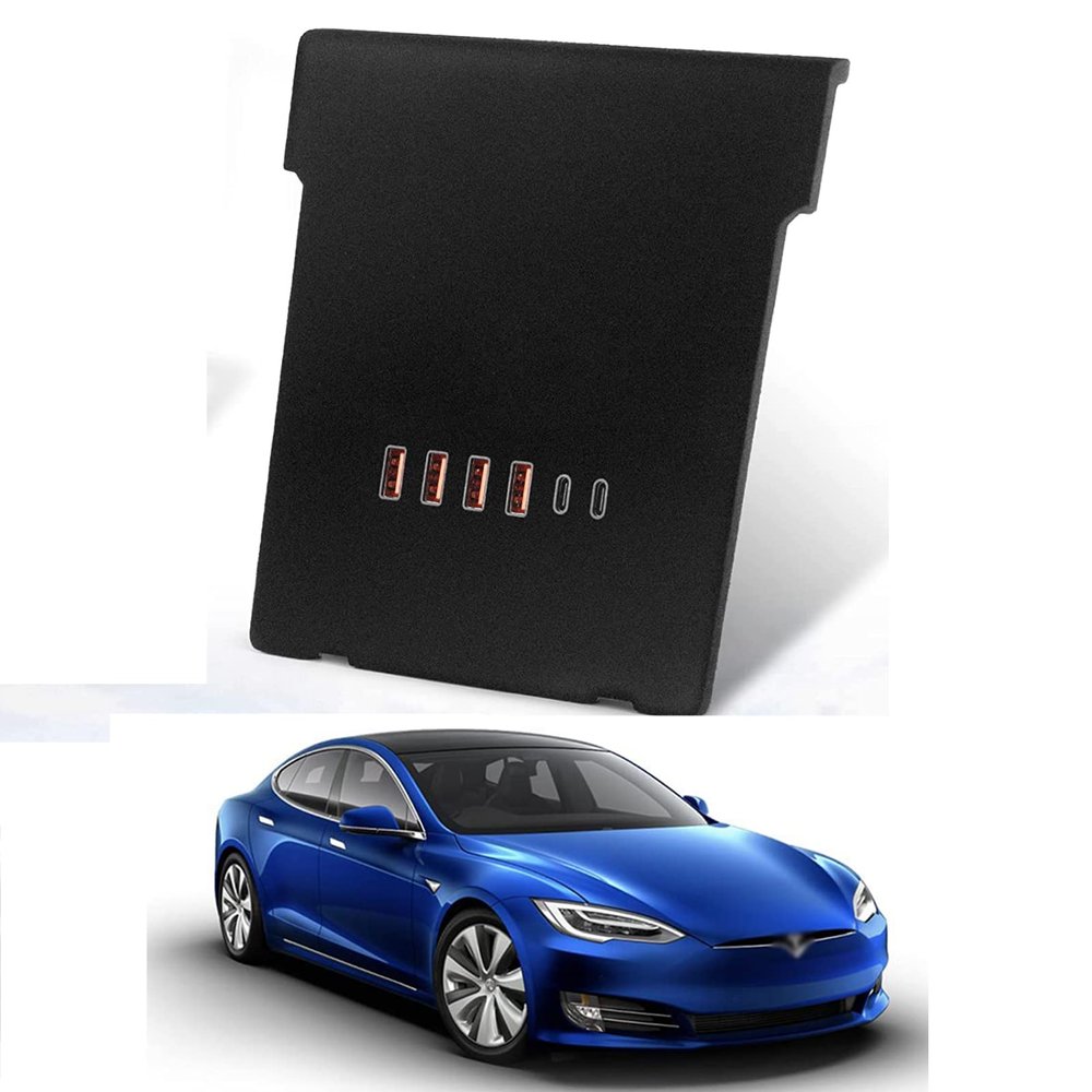 BRALI USB Data Recovery Module Hub for Tesla Model 3/Y 2021-2023, 6-in-1 Docking Station with 4 USB Ports, 2 PD Fast Charging Ports (35W/65W), Black