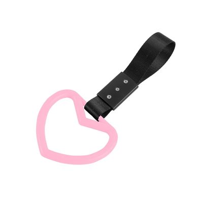 JDM Tsurikawa Ring Japanese Bus Car Handle Cute Heart Shaped Handle Hand Strap Rear Front Bumper Warning Rings (Pink -BK)