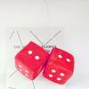 Fuzzy Plush Dice for Car Mirror, 1 Pair of Square Retro 3 Red Dice with Dots for Car Interior Ornament Decoration view 3
