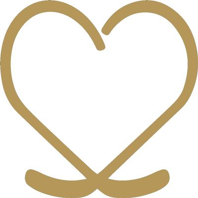 Hockey Heart Solid Vinyl Sticker Decals (Pack of 2) for Car Bumper Window Laptop Tablet Phone (10 inch x 10 inch,Gold)
