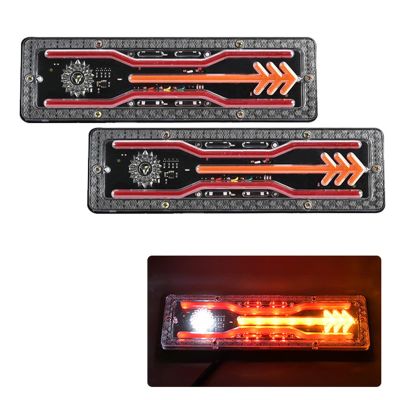 ZLAMP 2pcs 12V 24V Trailer Truck Caravan Boat Car Led Rear Stop Tail Light Waterproof Flow Steering Brake Reversing Traffic Fog Lamp (Color : 12V, Size : 2PCS-02)