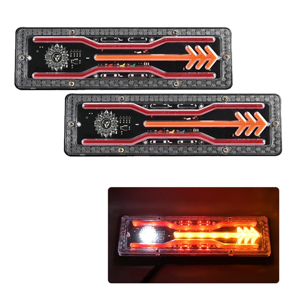 ZLAMP 2pcs 12V 24V Trailer Truck Caravan Boat Car Led Rear Stop Tail Light Waterproof Flow Steering Brake Reversing Traffic Fog Lamp (Color : 12V, Size : 2PCS-02)