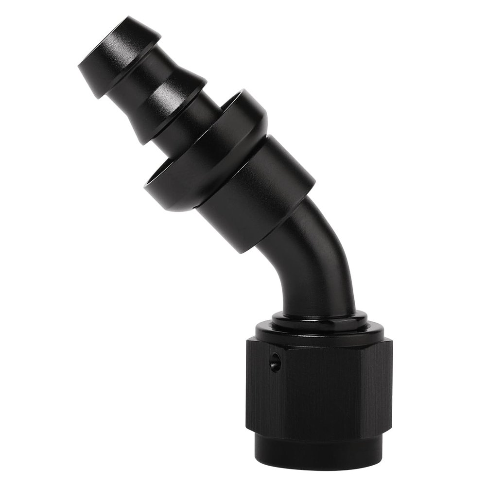 Podavelle 6AN 45 Degree Push Lock Hose Fitting End Adapter Aluminum Black