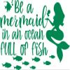 BE A Mermaid in an Ocean Full of Fish Vinyl Sticker Decals (Pack of 2) for Car Bumper Window Laptop Tablet Phone (8 inch x 5.5 inch,Green) view 1