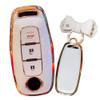 TECART Key Case Cover Fit for Nissan Ariya Pathfinder Kicks X-Trail Rogue 2023 TPU Key Fob Cover Keychain Key Shell Key Box Holder Accessories Protector 3 Button White B view 1