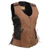 Milwaukee Leather MLL4509 Women's 'Smoocher' Vintage Two Tone Crazy Horse Brown and Black Leather Club Style Motorcycle Vest - X-Large view 1