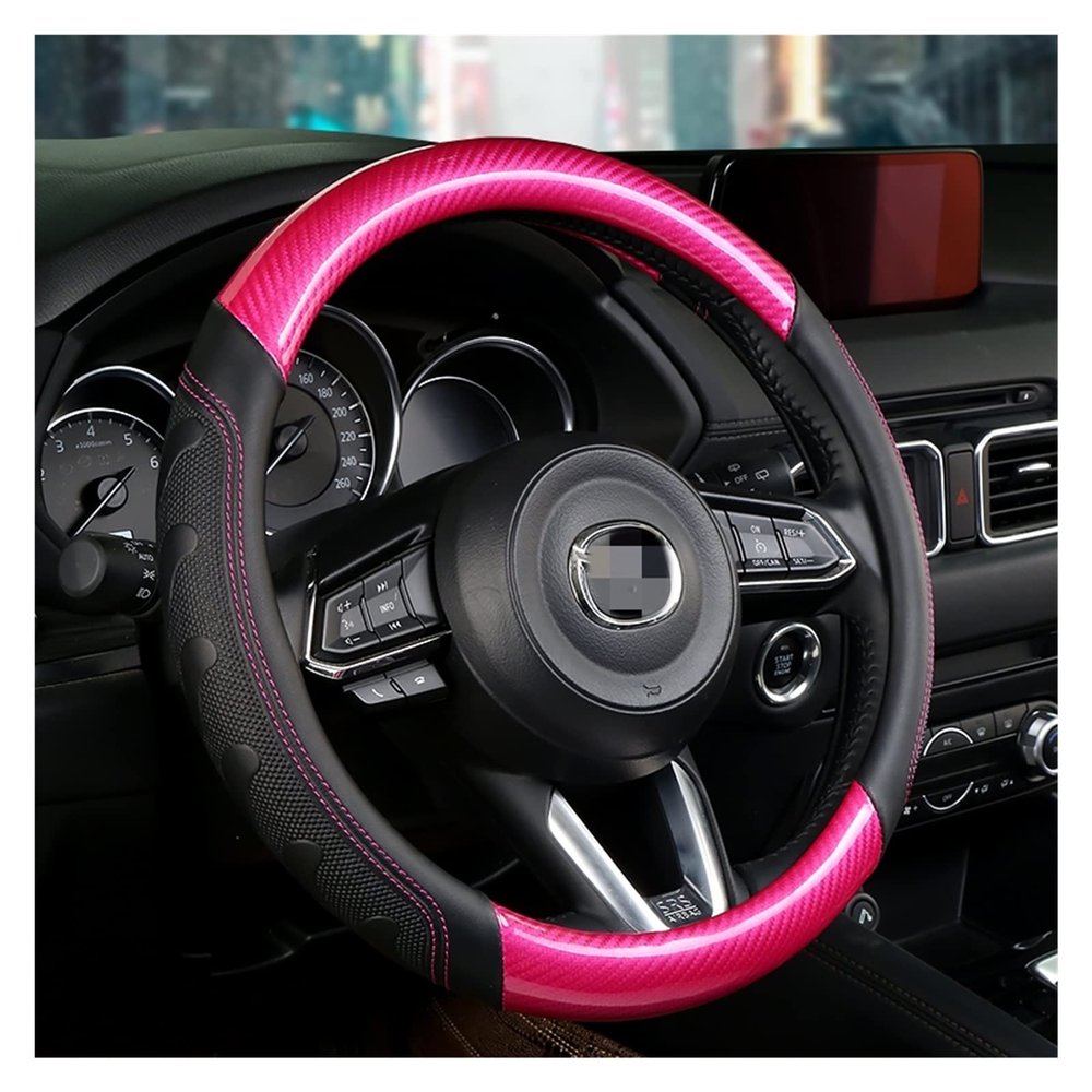 FUERU Car Steering Wheel Cover Set Universal Car Steering Wheel Cover Four Season Carbon Fiber Leather Car Interior (Color : 4#)