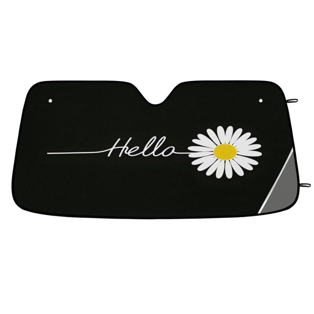 Simple Plain Little Daisy Car Windshield Sun Shade Foldable Automotive Front Window Sunshade Blocks UV Rays Sun Visor for Car Truck SUV - Keeps Your Vehicle Cool, 55 X 27.5 Inch