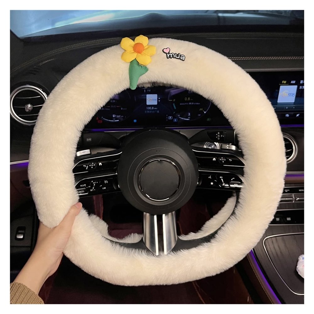 FUERU Car Steering Wheel Cover Set Universal Car Steering Wheel Cover Autumn and Winter Plush Sweat Absorption Breathable Car Interior (Color : 2#)