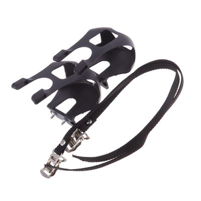 2Pcs Bike Toe Clips with Fixed Straps, Anti-Slip Pedal Mounts