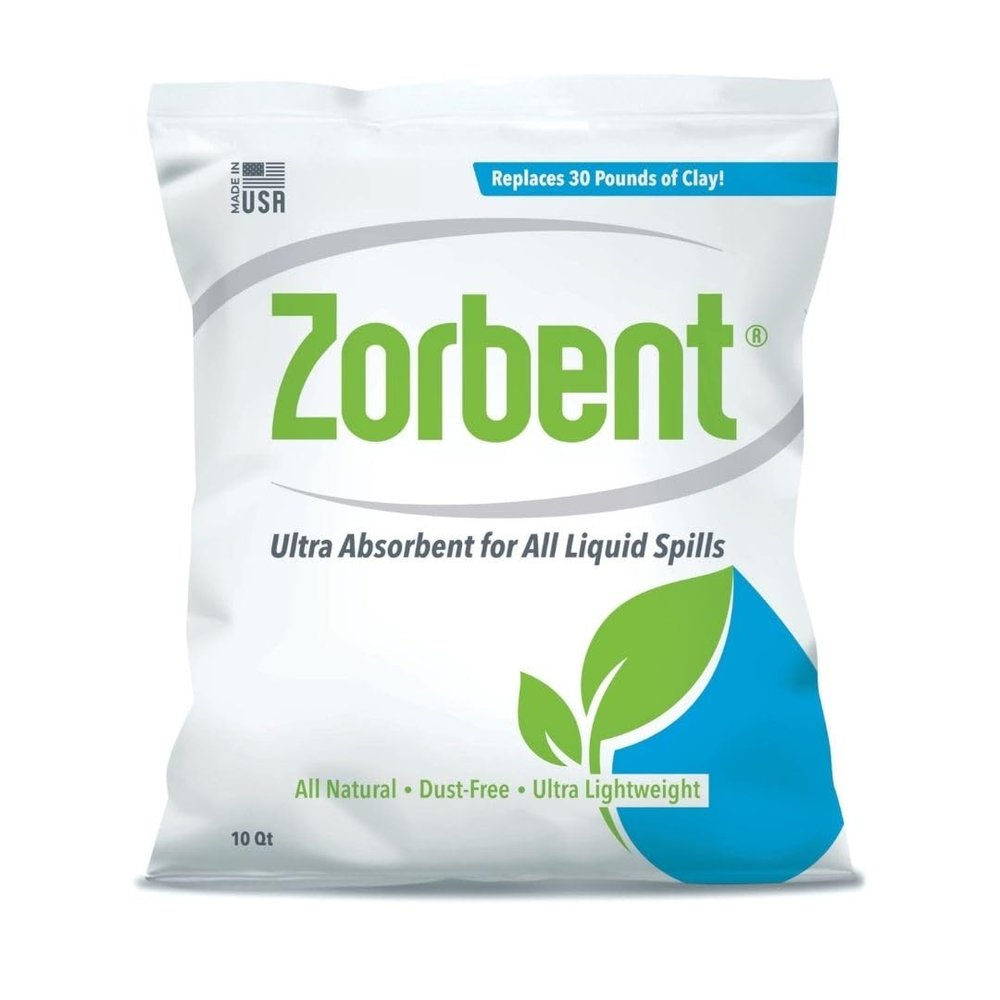 Zorbent Liquid Spill Cleanup 10 Quart Bag | 16X More Absorbent for Grease, Oil, Blood Reusable for Floor, Carpet, Pet Accident, or Biohazard Mess Fast Acting, Lightweight, Non-Toxic