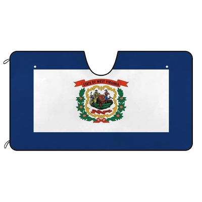 CafeTime West Virginia Flag Decor Car Front Windshield Sunshade American State Flag Vehicle Sunshade UV Ray Reflector Sun Protector Sun Shade Visor, Keep Vehicle Cool, 55" x 30"